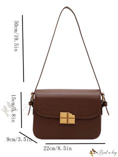 Bird in Bag - Aival Solid Color Cobody Flap Square Bag, Versatile and Stylish Brown Baguette Shoulder Bag With Hasp Closure, Brown Rectangular Shoulder Bag With Hasp Closure, Brown Square Bag With Hasp Closure, Brown Baguette Bag With Hasp Closure For Travel, Brown Square Shoulder Bag With Hasp Closure, Diy Supplies, Box Bag, Bird In Bag, Bag Bag