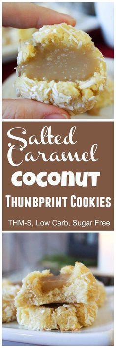 salted caramel coconut thumbprint cookies are the perfect treat