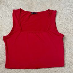 Brand New. Never Been Worn. Red Crop Top Or Tank Top. Trendy Red Tank Top For Summer, Red Casual Tank Top For Summer, Trendy Red Sleeveless Tank Top, Red Sleeveless Stretch Crop Top, Red Stretch Cropped Tank Top, Red Cropped Stretch Tank Top, Stretch Red Cropped Tank Top, Red Vest Crop Top For Summer, Red Vest Top For Summer