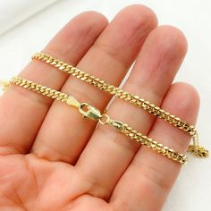 14K Solid Gold Flat Curb Necklace, 14k Solid Yellow Gold Flat Curb Chain. Cuban Link Gold chain necklace, Shiny Miami curb chain. Real Gold chain 080R04GGT2A9L001 Metal: 14k Solid Gold Chain Style: Curb Thickness 2.7mm Available in: 20, 22 & 24 Inch, choose in the display menu Item number: 080R04GGT2A9L001 Processing time: 1-2 business days Please note that color may slightly vary due to monitor color restrictions. We offer FREE domestic shipping with order $35 & up We don't accept returns on custom cut chains, but we have any questions or concerns, please let me know. We carry the highest quality of sterling silver, gold filled chains, various jewelry findings, supplies and charms. Please contact us at https://www.etsy.com/shop/jewelsandchains  If you have any questions regarding our prod Fine Jewelry Curb Chain Bracelet As Gift, Fine Jewelry Curb Chain Bracelet Gift, 14k Gold Cuban Link Necklace With Curb Chain, Formal Gold Plated Cuban Link Necklace With Curb Chain, Yellow Gold Cuban Link Curb Chain Necklace, Yellow Gold Curb Chain Necklace, Yellow Gold Cuban Link Necklace Gift, Yellow Gold Cuban Link Necklace As Gift, Gift Cuban Link Necklace In Yellow Gold