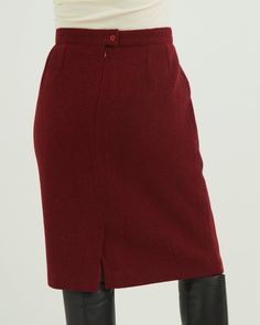 Add a pop of colour to your wardrobe with this vintage red wool pencil skirt. Made with high-quality, deep Red wool, this skirt is perfect for any occasion. The soft and warm material will keep you stylish, warm and comfortable all day long. Measurements: Waist 80cms Length 63cms Material: 100% Wool Made in France Would best fit size 12 Chic Wool Pencil Skirt, Wool Pencil Skirt With Lining, Red Pencil Skirt For Fall Workwear, Red Pencil Skirt For Workwear In Fall, Classic Red Workwear Skirt, Classic Winter Pencil Skirt, Classic Red Skirt For Work, Red Pencil Skirt For Fall, Classic Red Bottoms For Winter