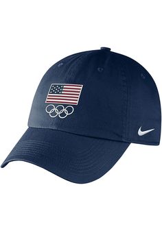 This Team USA Navy Blue Adjustable Hat features a front official USA olympic team logo. Nike H86 Relaxed-Fit Adjustable Hat, High-density embroidery for front logo and Swoosh, Adjustable strap back closure, Washed fabric gives hat a soft, distressed look, Adjustable Closure, Cotton material, Cotton, Wipe clean with cloth or cleaning kit, 4 Navy Hat With Embroidered Logo And Curved Visor, Nike Cotton Snapback Hats, Nike Dad Hat With Curved Brim, Nike Adjustable Dad Hat With Curved Brim, Nike Adjustable Dad Cap, Adjustable Sports Dad Hat With Embroidered Logo, Nike Cotton Cap, Nike Cotton Baseball Cap For Sports, Nike Baseball Cap, One Size Fits Most