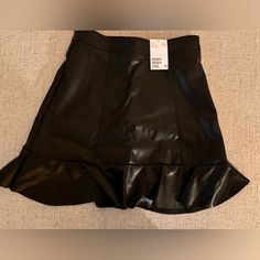 Beautiful Leather Skirt From H&M. Never Worn. Includes Ticket H&m Skirt For Night Out In Spring, H&m Mini Skirt For Night Out With Lining, H&m Mini Skirt For Party, H&m Lined Skirt For Night Out, H&m Skirt For Night Out, Chic H&m Mini Skirt For Party, H&m Mini Party Skirt, Chic H&m Skirt For Night Out, H&m Fitted Party Mini Skirt