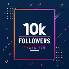 the 4k followers thank you sign with colorful geometric shapes and dots on a dark blue background