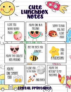 cute lunchbox notes for kids to print out