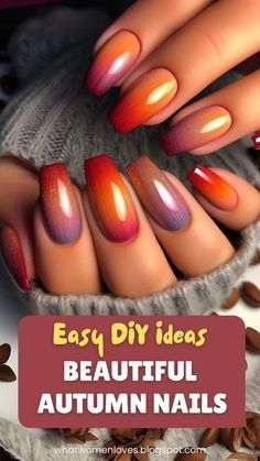 Fall Gel Nails Designs, Easy Fall Nails, September Nail Ideas, Leaf Stencils, Mint Green Nails, Halloween Nails Easy, Nail Board, Autumn Nail, Simple Acrylic