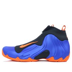 Featuring Foamposite technology, the Nike Air Flightposite was originally released in 1999. It is often considered one of Nike's most comfortable basketball shoes. \n Nike Basketball Shoes With Rubber Sole, Nike Dynamic Basketball Shoes With Rubber Sole, Basketball Shoes With Abzorb Midsole For Sports, Nike Basketball Shoes With Air Max Cushioning For Sports, Round Toe Basketball Shoes With Air Max Cushioning, Blue Dynamic Basketball Shoes With Rubber Sole, Blue Basketball Sneakers With Air Max Cushioning, Nike High-top Basketball Shoes For Sports Events, Blue High-top Basketball Shoes