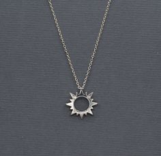 Silver Sunburst Jewelry For Gifts, Sterling Silver Sunburst Jewelry With Sun Design, Sterling Silver Sunburst Jewelry, Silver Sunburst Necklace For Gift, Starburst Jewelry With Sun Design As A Gift, Starburst Sun Design Jewelry Gift, Sunburst Necklace, Horoscope Necklace, Sun Necklace