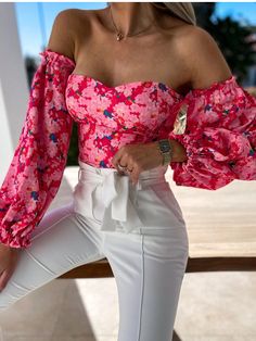 Puff Sleeves Tops, Print Shirts Women, Slim Blouse, Party Blouse, Women Floral Blouse, Backless Blouse, White Shirts Women, Shirts Women Fashion, Floral Print Shirt