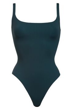 Sculpt your body's natural shape with a sleeveless bodysuit from Kim Kardashian West's SKIMS that holds you in and lifts you up in all the right places. Reflecting the brand's passion for highly technical shapewear solutions for every body, this everyday piece has a whisper-soft, seamless construction, high-cut legs and thong back that remains invisible under clothing. Style Name:Skims Fits Everybody Square Neck Sleeveless Bodysuit (Regular & Plus Size). Style Number: 6125045. Sleek Summer Bodysuit With Moderate Back Coverage, Chic Scoop Neck Smoothing Swimwear, Sleek Summer Bodysuit With Spaghetti Straps, Sleek Seamless Sleeveless Swimwear, Sleeveless Seamless Sleek Swimwear, Sleek Second-skin Swimwear With Solid Back, Sleeveless Polyamide Bodysuit With Built-in Bra, Sleek Scoop Neck Swimwear With Seamless Construction, Seamless Scoop Neck Sleek Swimwear