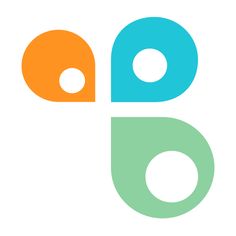 the letter b is made up of two different colored circles and one has an orange, blue