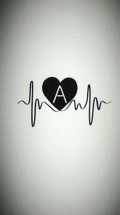 a heart and heartbeat with the letter a on it