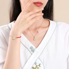 Fashion Element: Gourd Style: Antique Style Jade Clavicle Chain Necklace, Bracelet Rose Gold, Hetian Jade, Modern Mom, Red Agate, Good Fortune, Earrings Collection, Rose Gold Necklace, Watch Necklace