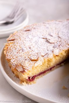 a piece of pie sitting on top of a white plate