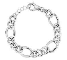 Update your accessory rotation with this accent bracelet composed of metallic links in different sizes. From Italian Silver. Modern Jubilee Link Bracelet, Modern Silver Bangle Charm Bracelet, Modern Jubilee Bracelet With Chain Link, Modern Metal Charm Bracelet With Adjustable Chain, Modern Bracelets With Solid Chain Link Construction, Modern Oval Link Chain Bracelets, Trendy Silver Chain Bracelet With Solid Links, Modern Solid Link Chain Bracelet, Modern Solid Chain Link Bracelet