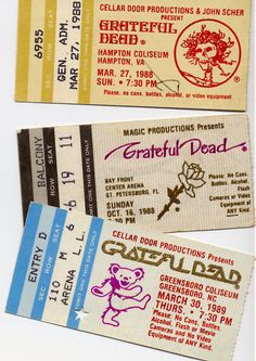 three tickets for grateful dead are shown here