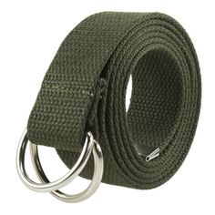 Gelante Canvas Web D Ring Belt Silver Buckle Military Style for men & women. For maximun saving, buy 3 pieces packed. Size: L/XL (36"-42").  Color: Green.  Gender: unisex.  Age Group: adult. Tie A Fabric Belt, D Ring Belt, Ring Belt, Style For Men, Branded Belts, Belt Style, Fabric Belt, Military Style, D Ring