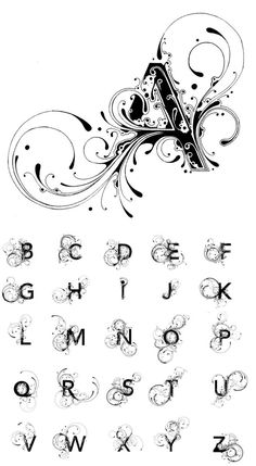 the letters and numbers are decorated with swirls