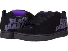 DC DC X Black Sabbath Sneaker Collection - Men's Shoes : (Court Graffik) Black/Black/Grey : Add to your sneaker collection with the DC DC X Black Sabbath Sneaker Collection. Easy slip on styling or lace-up sneaker in a bold, multicolor design. Choose between lace-up or slip-on colorway. Textile or leather upper, breathable textile lining and footbed. Durable midsole, EVA or rubber outsole. Style numbers: ADYS300700-XKKS ((Manual) Black/Black/Grey), • ADYS400076-KBK ((Pure) Black/Battleship/Black Cool Shoes For Men, Dc Court Graffik, Dc Sneakers, Dc Pure, Skateboard Aesthetic, Funky Shoes, Best Shoes For Men, Pure Black, Shoe Inspo