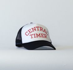 Let the good times roll in our new Central Timer Vintage Foam Trucker. Check out the story behind our Central Time Collection here. details:: //vintage foam mesh back trucker hat //black brim and mesh back with white foam face //structured // five panel // mid-profile // braid detail across brim //3.5" crown //designed & printed in Milwaukee, WI Retro Mesh Trucker Hat, Sporty Mesh 5-panel Trucker Hat, Adjustable Six-panel Mesh Trucker Hat, Mesh Trucker Baseball Cap Six-panel, Trucker Hat Black, Face Structure, Outdoor Trucker Hat With Mesh Back, One Size, Five Panel, Let The Good Times Roll