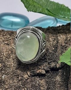 Prehnite Ring 925 Sterling Silver Ring silver ring Statement | Etsy Grunge Photoshoot, Prehnite Ring, Citrine Ring Engagement, Large Stone Rings, Big Stone Ring, Green Gemstone Ring, Gemstone Ring Silver, Antique Silver Rings, Ring Purple