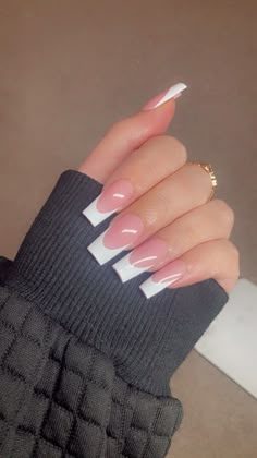 All nails come with a prep kit that includes  - Alcohol wipe  - cuticle stick - mini files  - makarrt glue  Any questions please feel free to message me❤️🔥 Please make sure to double check your sizes, shape and length before ordering because there are no refunds for custom made product, Thankyou! Thick French Tip, White Frenchies, French Press On Nails, Nails Classic, French Tip Press On Nails, Colour Set, Tapered Square Nails, Milky Nails, Ombre Acrylic Nails