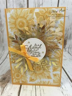 a card with sunflowers on it