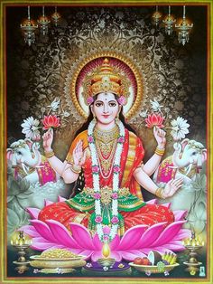 an image of the hindu god sitting on lotuses