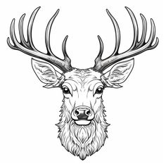 the head of a deer with large horns