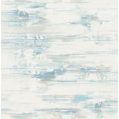 an abstract blue and white wallpaper with watercolor paint streaks on the side of it