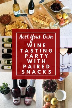 wine tasting party with baked snacks and appetizers