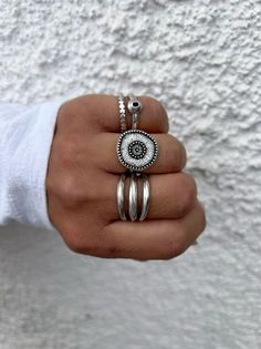 Stacking Women Rings Set Adjustable Rings Silver Rings Gift - Etsy Adjustable Stacked Midi Rings, Adjustable Stacked Silver Rings, Adjustable White Stackable Round Band Rings, White Adjustable Stackable Round Band Rings, Adjustable White Stackable Rings, Silver Stackable Enamel Ring, Stacked Round Rings As Gift, Adjustable White Symbolic Rings, White Stackable Midi Rings