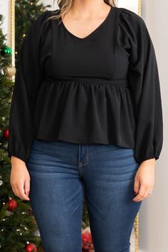 You'll be as beautiful as can be in this blouse! This top has a lovely black color and babydoll style that is perfect for dressing up with heels for a date or down with flats for a stroll in the park! Pair this blouse with some skinnies and booties for a casual, trendy look! 100% Polyester Peplum Blouse For Fall Party, Party Peplum Blouse For Fall, Fall Party Peplum Blouse, Fall Peplum Blouse For Night Out, Chic Fall Peplum Top, Fall Puff Sleeve Blouse For Night Out, Chic Black Peplum Blouse, Chic Black Peplum Top For Night Out, Black Peplum Tops For Spring