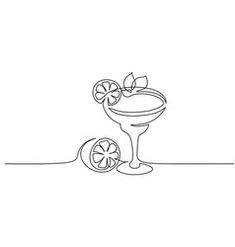 a line drawing of a cocktail glass with lemon slices on the rim and a slice of lime next to it