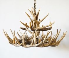 a chandelier with antlers hanging from it