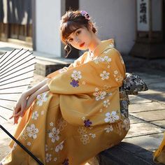 Traditional Japanese Yellow Kimono Product Type: Kimono Composition: Polyester Belt included Full Sleeve S (5"- 5"5 / 155-165 cm)M (Above 5"7 /170 cm) Free Shipping in the U.S. Processing Time: Orders are processed within 24-48 hours Customer Satisfaction Guarantee: 30-day return policy Womens Kimono Traditional, Zenistu Kimono, Yellow Kimono Traditional, Luxury Yellow Women's Kimono, Komi Kimono, Yellow Yukata, Yellow Kimono Outfit, Kimono Poses, Kimono Outfit Japanese