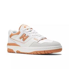 New Balance 550 "White/Orange" Men's Shoe View 3 Retro White Basketball Shoes For Streetwear, New Balance White Basketball Shoes For Light Sports, White New Balance Basketball Shoes For Streetwear, Retro White Basketball Shoes With Boost Midsole, Retro White New Balance Sneakers, Orange High-top Basketball Sneakers, Throwback White Basketball Shoes For Streetwear, Orange Casual Basketball Sneakers, New Balance White Basketball Shoes