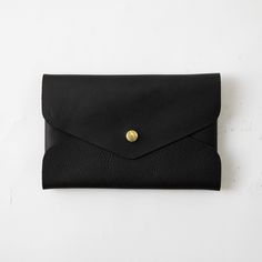 Black Kodiak Envelope Clutch- leather clutch bag - handmade leather bags - KMM & Co. Clutches For Women, Simple Leather, Leather Clutch Bag, Envelope Clutch, Simplest Form, Leather Clutch Bags, Card Envelopes, Made In America, Single Piece