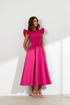 Enhance your evening style with the Alexa Elegant High Neck Pink Evening Dress. Featuring a high-neck design, this dress exudes sophistication and elegance. The soft pink color adds a subtle touch of femininity, making it perfect for any formal occasion. Made with high-quality materials, this dress is both comfortable and stylish, ensuring you look and feel your best all night long. Elevate your wardrobe with the Alexa Elegant High Neck Pink Evening Dress. Evening Style, Pink Evening Dress, High Neck Designs, Soft Pink Color, Butterfly Sleeves, Short Wedding Dress, Boat Neckline, Evening Dresses Long, Ball Gown Wedding Dress