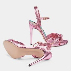 SPECIFICATIONS size: 34-43 heels height: 10.5cm gender: women design: Model type color: as picture - Golden Atelier Metalic Shoes, Heels With Ribbon, Modern Sandals, Girls Heels, Open Toed Heels, Decor Fashion, Stiletto Sandals, Gold Sandals, Metallic Pink