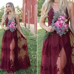 two pictures of a woman wearing a dress with flowers on it and holding a bouquet in her hand