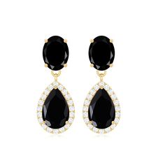 Product Details These beautiful Bridal Drop Earrings would be a perfect gift for your Fiancée. It will look fabulous on her ear and will enhance her look too. This Teardrop Gold Earrings is composed of Solid Gold and embellished with Oval and Pear Cut Created Black Diamond is set at the top and Drop respectively with Round Shape Diamond Halo set at its Teardrop. This Diamond Halo is enhancing the beauty of this earring and adding charm to its look too. Product Information SKU SHP-EARRINGS0621904 Black Diamond Earrings, Bridal Earrings Drop, Spinel Gemstone, Halo Setting, Signature Jewelry, Black Spinel, Timeless Jewelry, Diamond Halo, Pear Cut