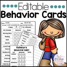 an editable behavior card for students to help them learn how to read and write