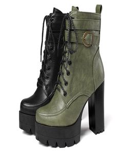 Conquer the streets in style with our Women's Lace-Up Motorcycle Booties. These boots blend edgy fashion with comfort, featuring a trendy buckle element and a height-boosting platform. Handmade with quality PU leather, they're perfect for any occasion, adding both style and confidence to your look. Features: 👢 Edgy Style: Elevate your street style with these bold boots featuring a trendy buckle element. 🌟 Height Boost: Enjoy an extra lift with the 3-5cm platform, adding confidence to your stri Grunge High Ankle Platform Boots For Winter, Grunge Style Ankle-high Platform Boots For Winter, Punk Style Martin Boots With Chunky Platform For Fall, Winter Grunge Faux Leather Boots, Grunge Style Faux Leather Winter Boots, Grunge Faux Leather Winter Boots, Grunge Faux Leather Boots For Winter, Winter Platform Grunge Boots, Gothic Platform Martin Boots For Fall