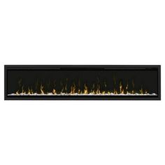 an electric fireplace with flames on the side