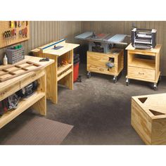 the workbench is made out of wood