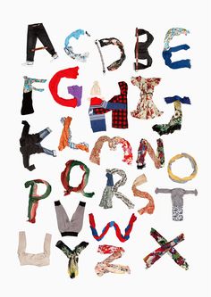 the letters are made up of different types of clothing