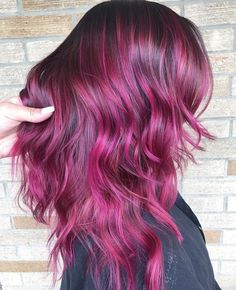 Dark Cherry Hair Color, Dark Cherry Hair, Red Pink Hair, Violet Hair Colors, Magenta Hair, Cherry Hair, Violet Hair, Beautiful Hair Color, Hair Shades