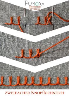 two rows of stitching with orange thread