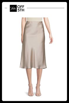 Simple And Elegant Midi Skirt Cut From Soft Satin. Stretch Waist Pull-On Style 97% Polyester 3% Spandex Machine Wash Made In Usa Size & Fit About 24" Long Model Shown Is 5'10" (177cm) Wearing Us Size Small. Womens - W Trend Separates > Saks Off 5th. Renee C.. Color: Beige. Size: S. Fall Trends Women, Elegant Midi Skirt, Satin Midi Skirt, Wardrobe Edit, Slip Skirt, Satin Skirt, Professional Outfits, Women Skirts Midi, Skirts For Sale